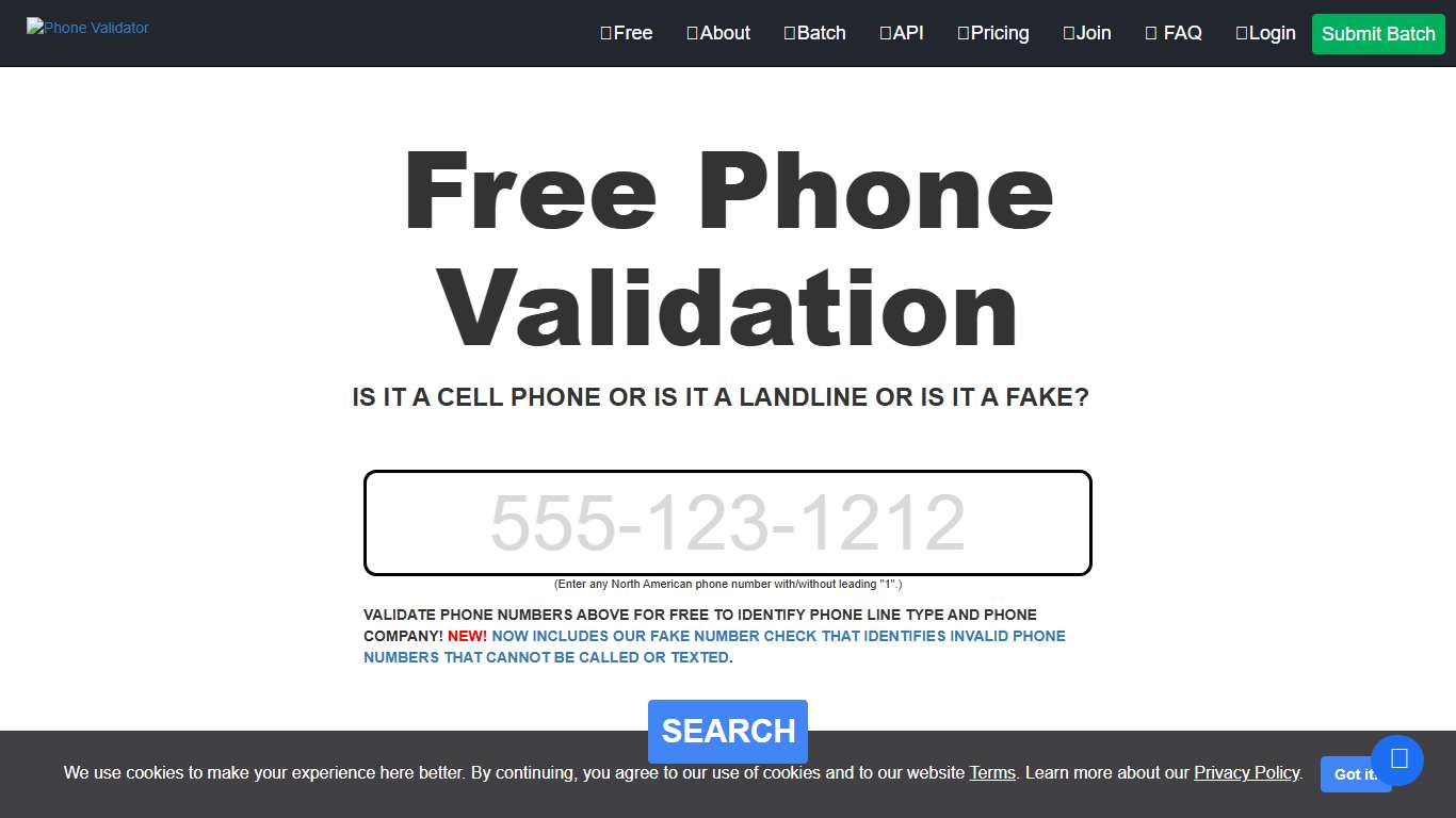 Phone Validator ✔️ Is it a Cell or is it a Landline? Reverse Phone Search Lookup